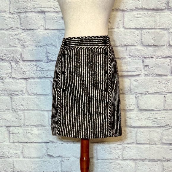Tory Burch Brown & White Striped Mini Skirt
